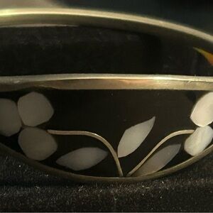 Vintage Alpaca Silver Abalone Shell Bangle